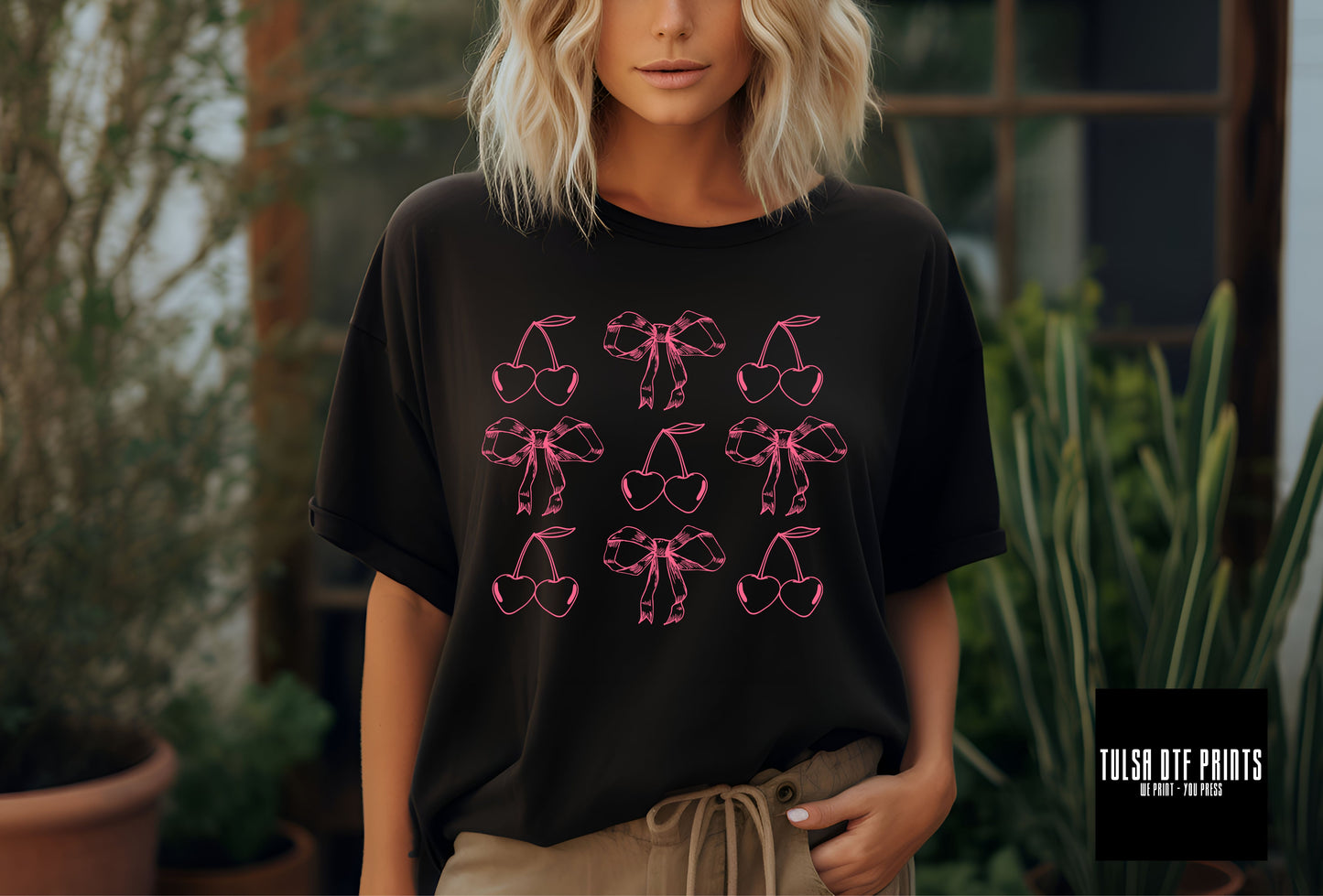 DTF RIBBONS AND CHERRY HEARTS TRANSFER