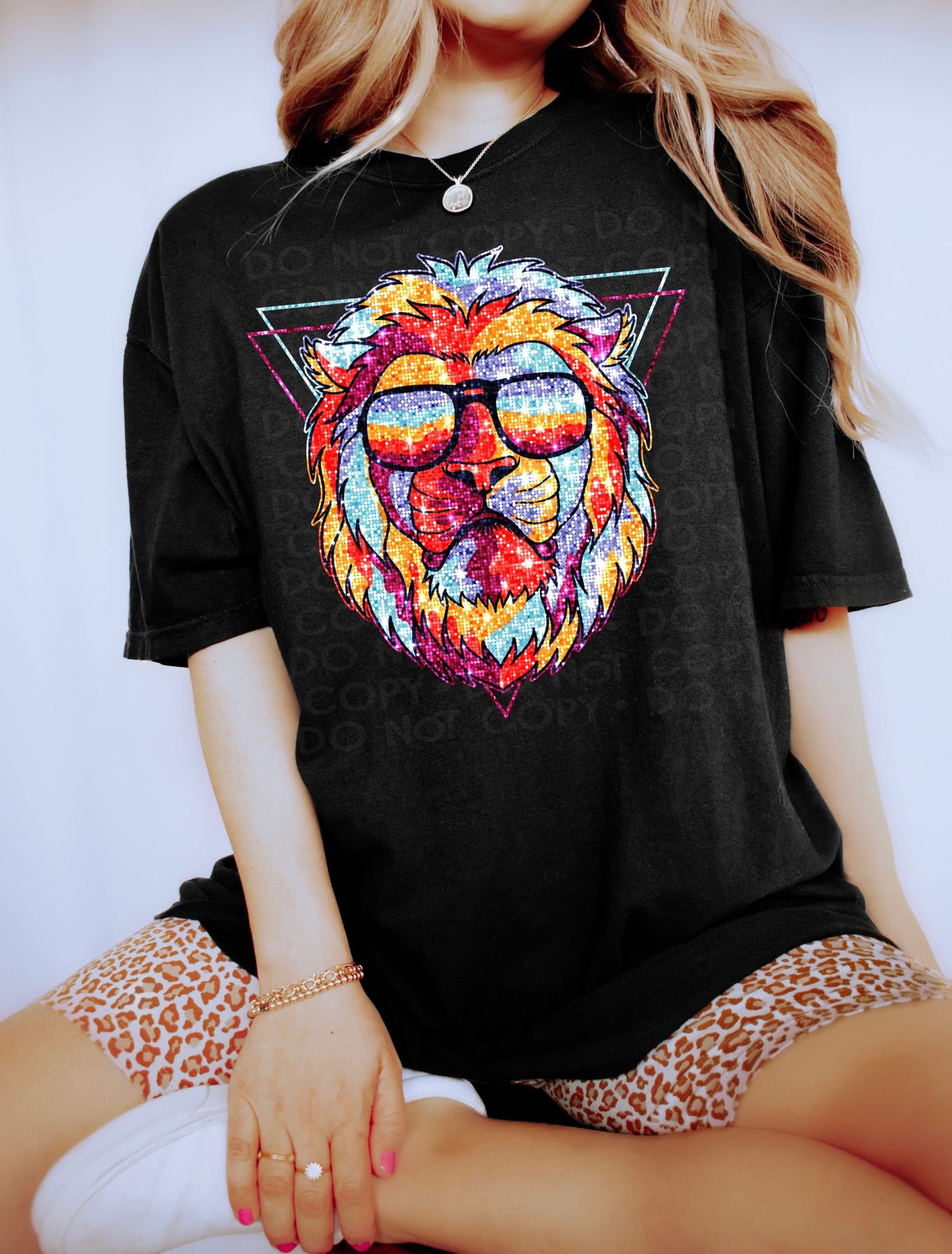 DTF RETRO LION FAUX SEQUIN TRANSFER