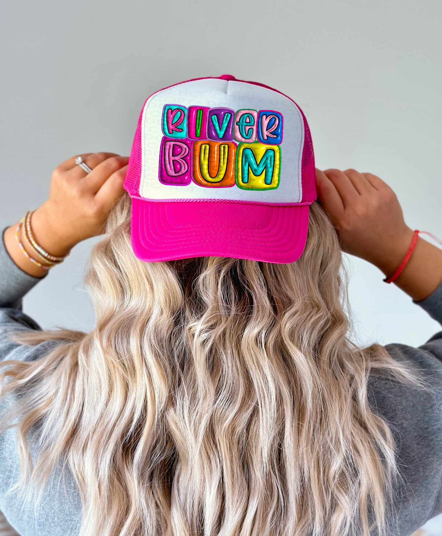 DTF RIVER BUM 3D INFLATED LETTERS TRANSFER