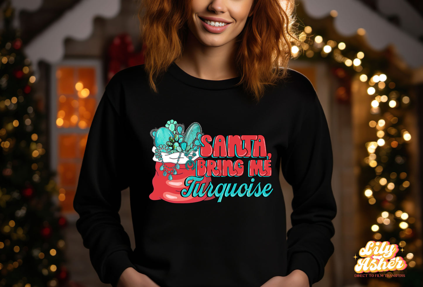 DTF SANTA BRING ME TURQUOISE TRANSFER