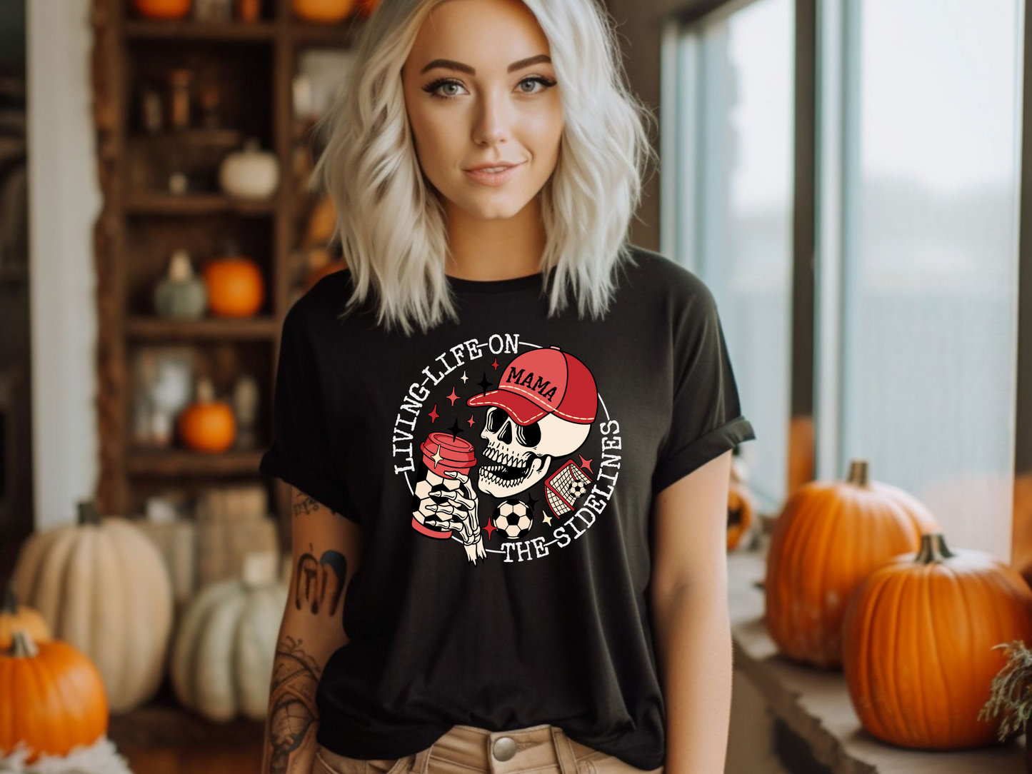 DTF SKULL SIDELINES HALLOWEEN PRINT TRANSFER