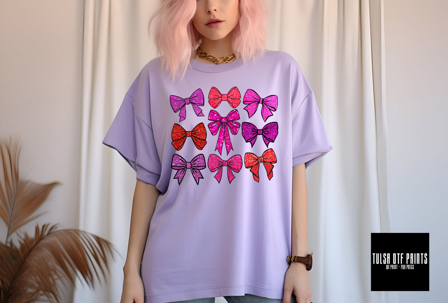 DTF SPARKLY BOWS FAUX GLITTER TRANSFER