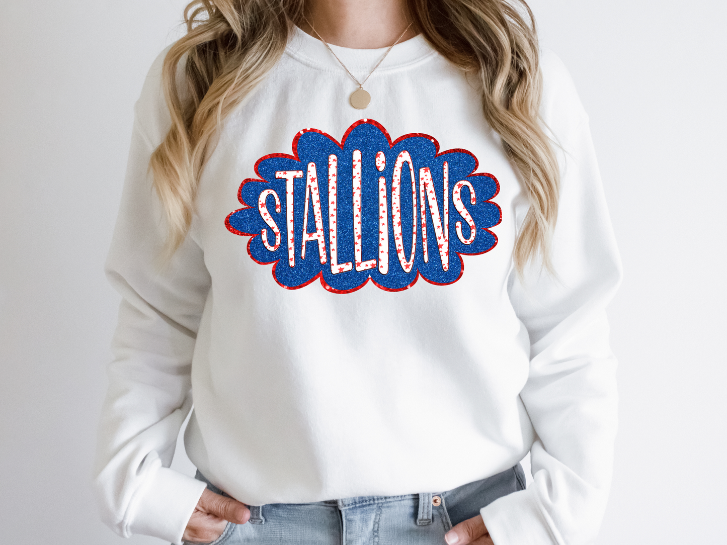 DTF STALLIONS RED/BLUE GLITTER CLOUD GAME DAY TRANSFER