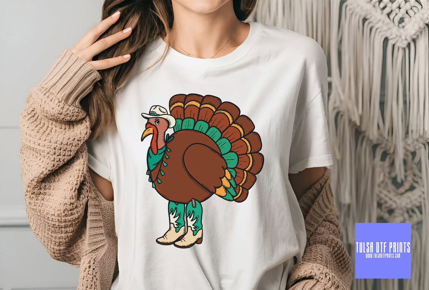 DTF TURQUOISE COWBOY TURKEY TRANSFER