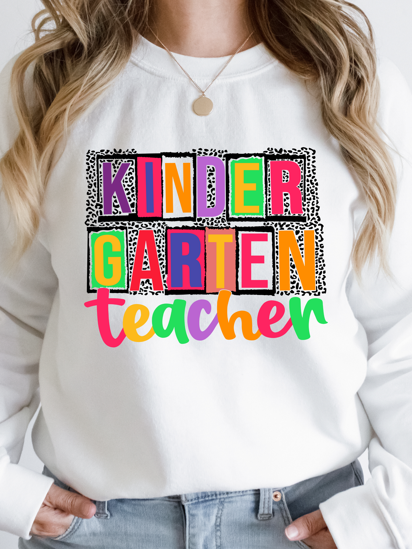 DTF KINDERGARTEN TEACHER FUN LEOPARD PRINT TRANSFER