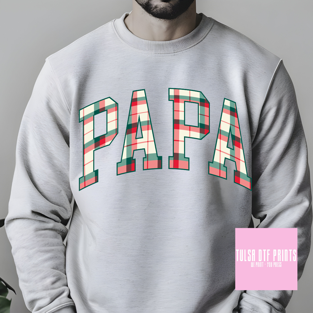 DTF PAPA CHRISTMAS PLAID TRANSFER