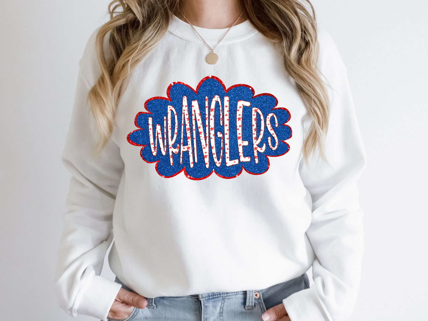 DTF WRANGLERS RED/BLUE GLITTER CLOUD GAME DAY TRANSFER