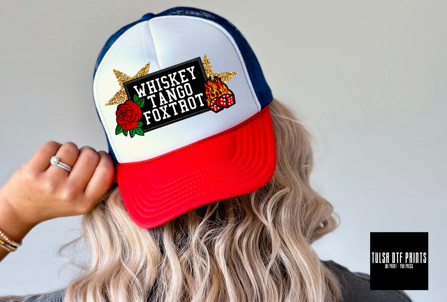 DTF WHISKEY TANGO FOXTROT FAUX HAT PATCH TRANSFER