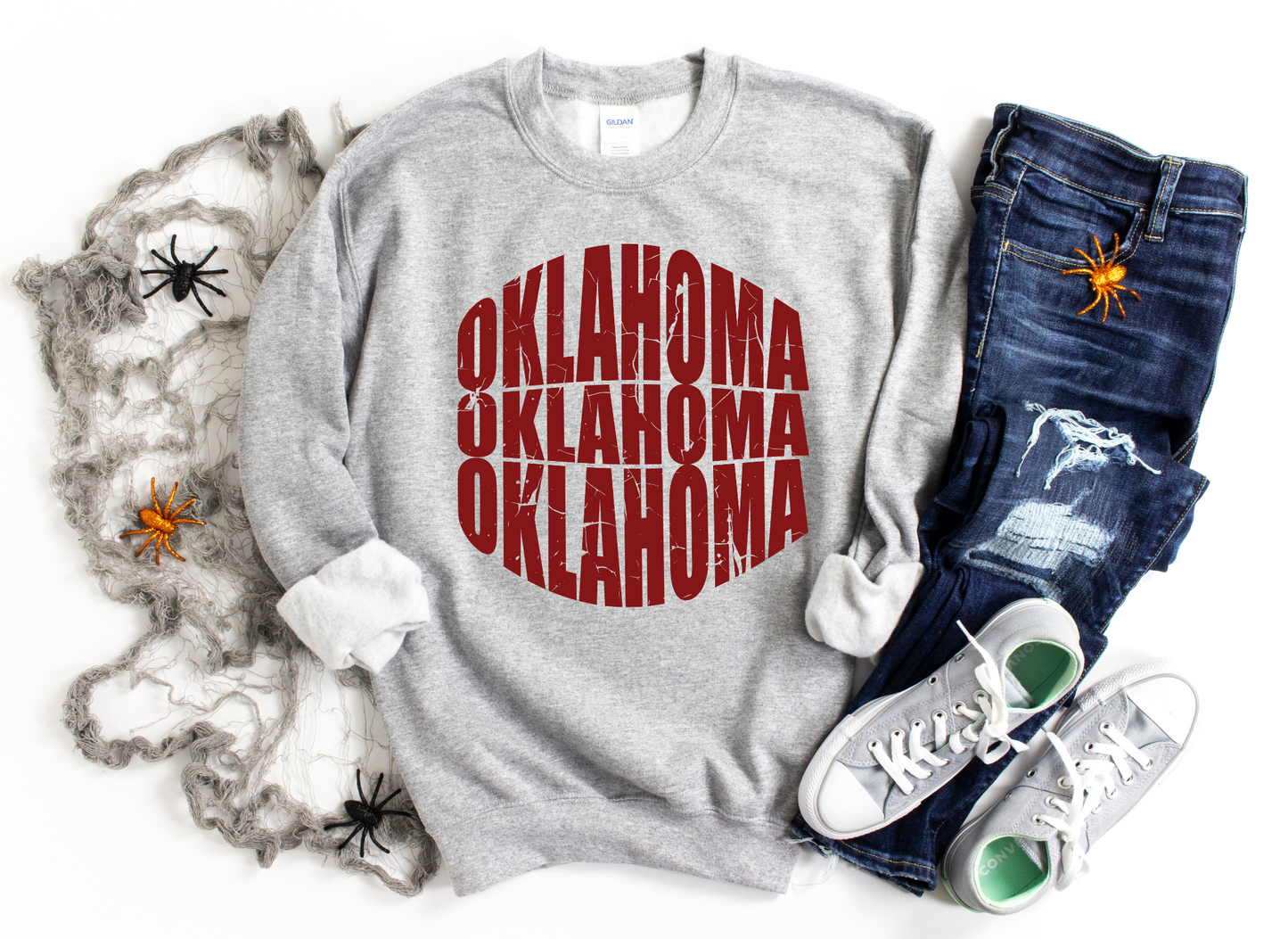 DTF OKLAHOMA CRIMSON STACKED TRANSFER