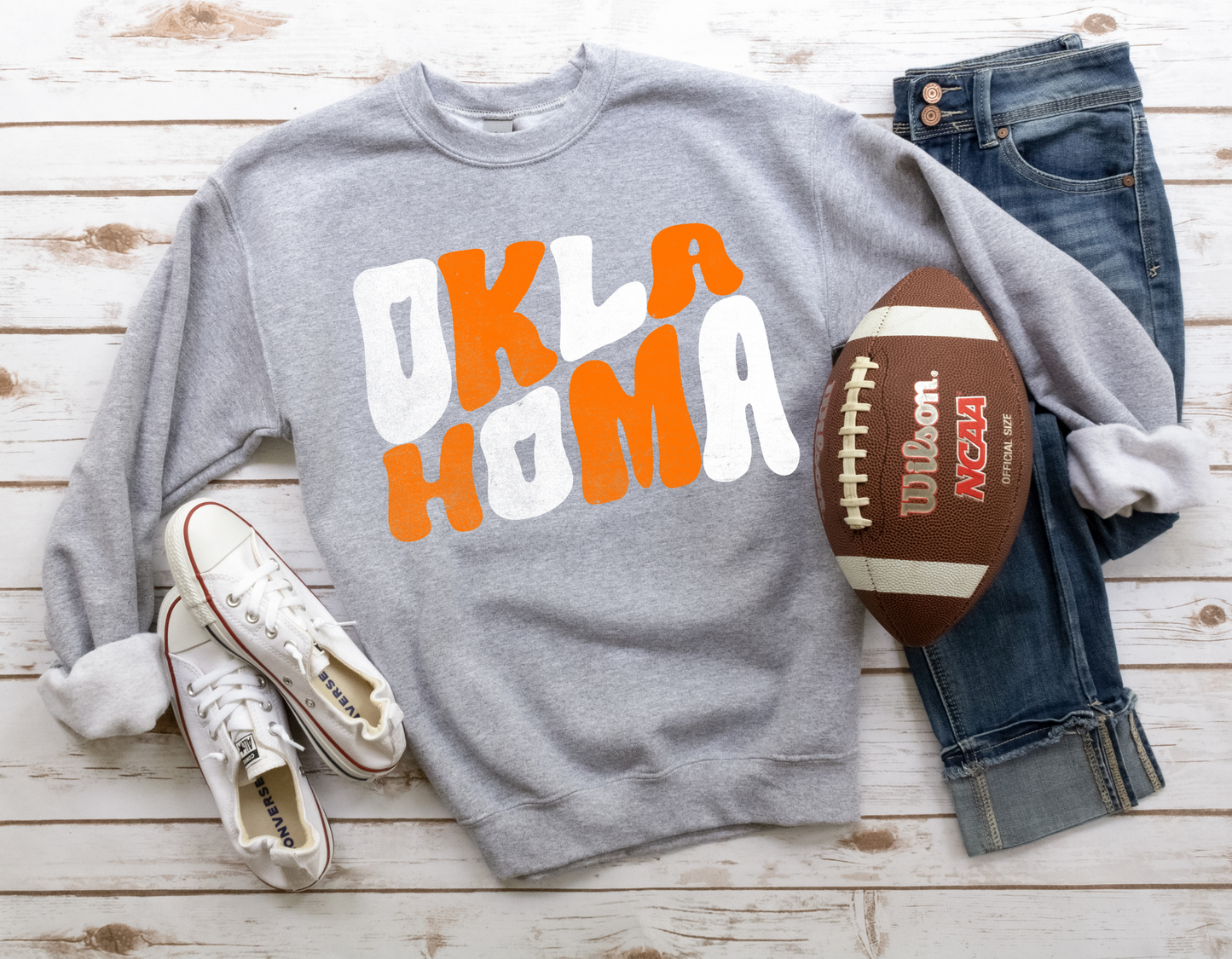 DTF OKLAHOMA ORANGE/WH BUBBLE GRUNGE TRANSFER