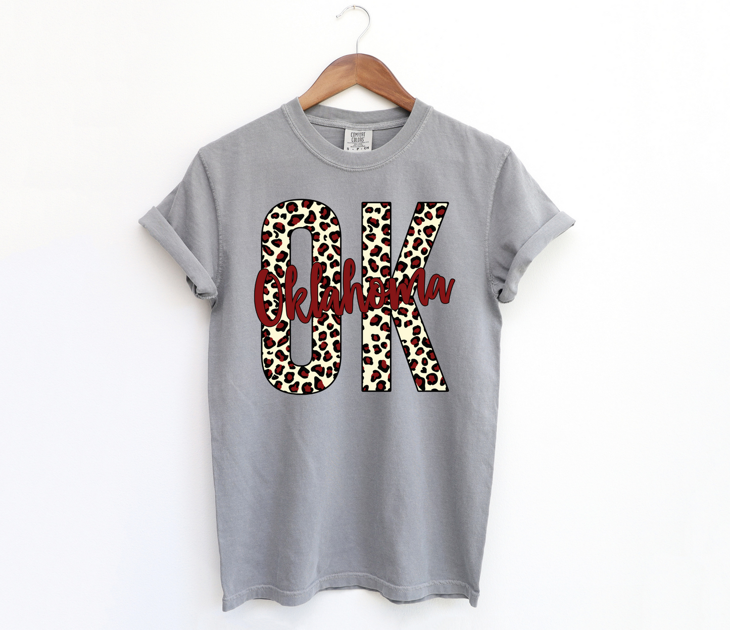 DTF OKLAHOMA CREAM/BLACK LEO W/ CRIMSON SCRIPT TRANSFER
