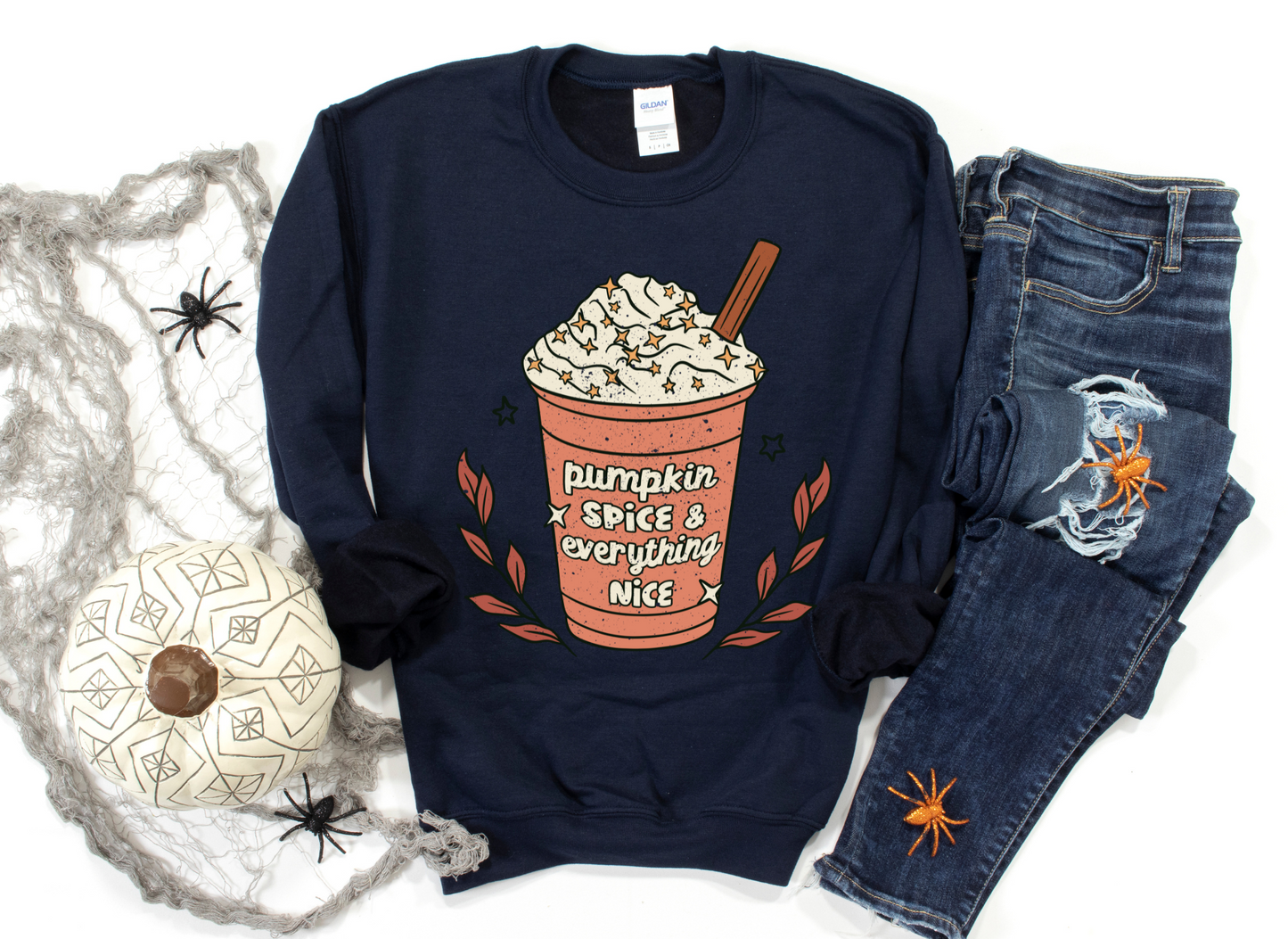 DTF PUMPKIN SPICE & EVERYTHING NICE LATTE/LEAF DISTRESSED TRANSFER