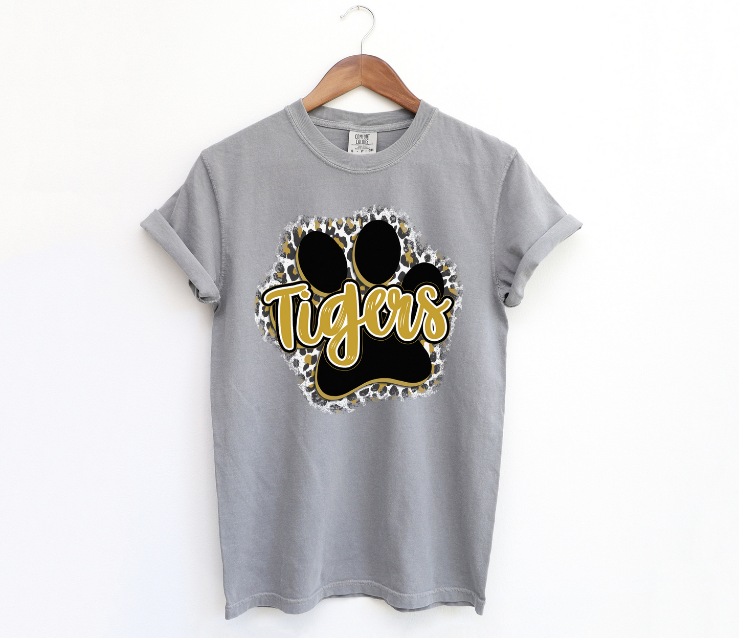 DTF TIGER BLACK/GOLD LEOPARD PAW TRANSFER