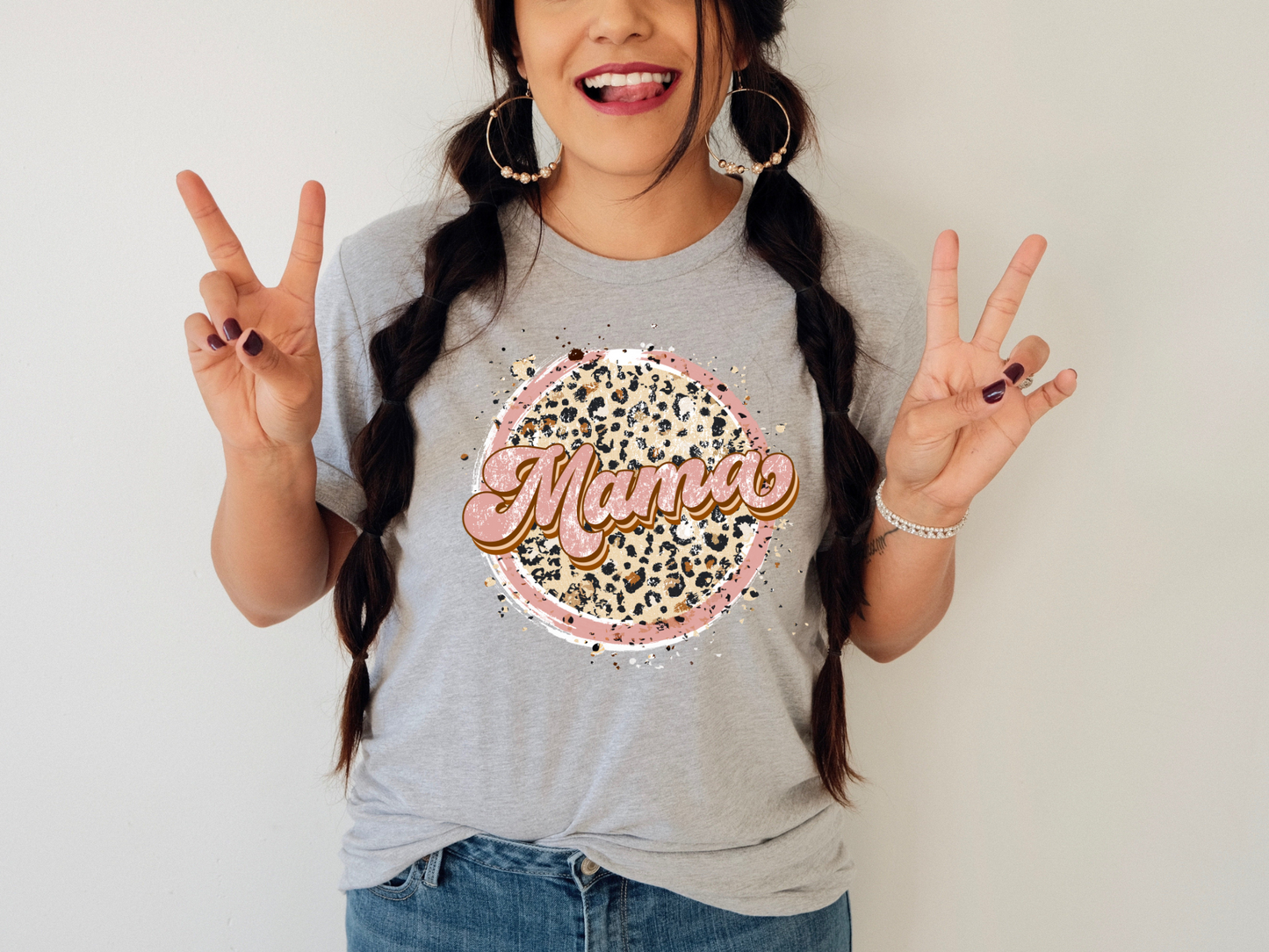 DTF BLUSH PINK/LEO DISTRESSED MAMA TRANSFER