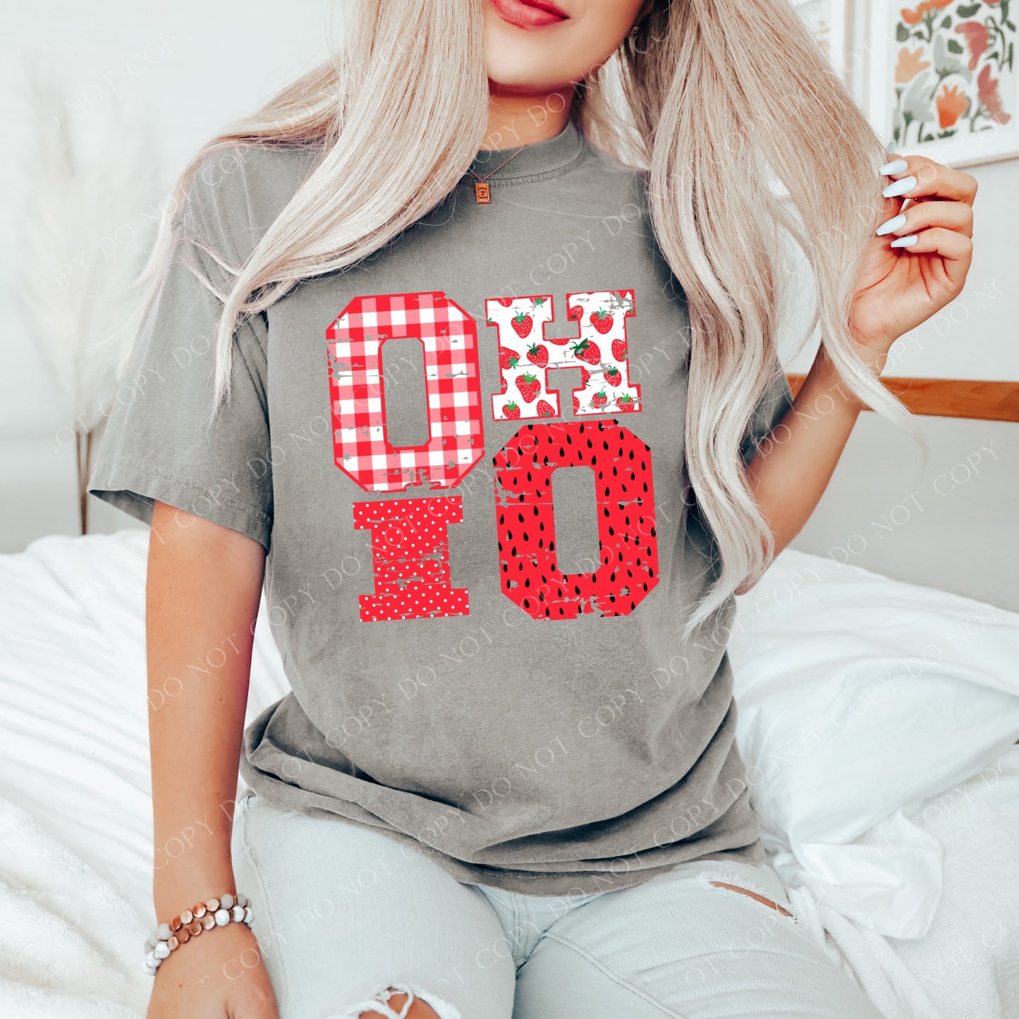 DTF OHIO STRAWBERRY DOTS/GINGHAM TRANSFER