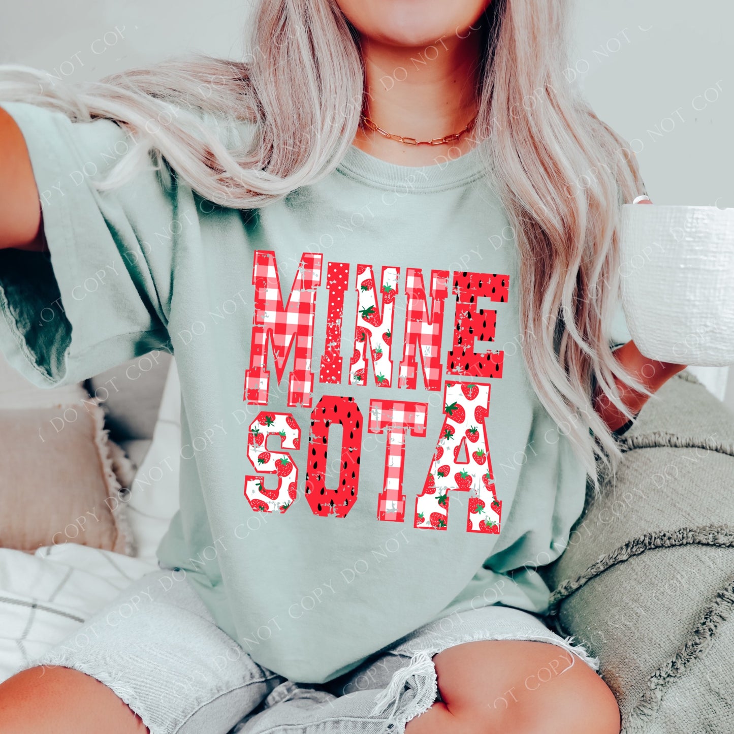 DTF MINNESOTA STRAWBERRY DOTS/GINGHAM TRANSFER