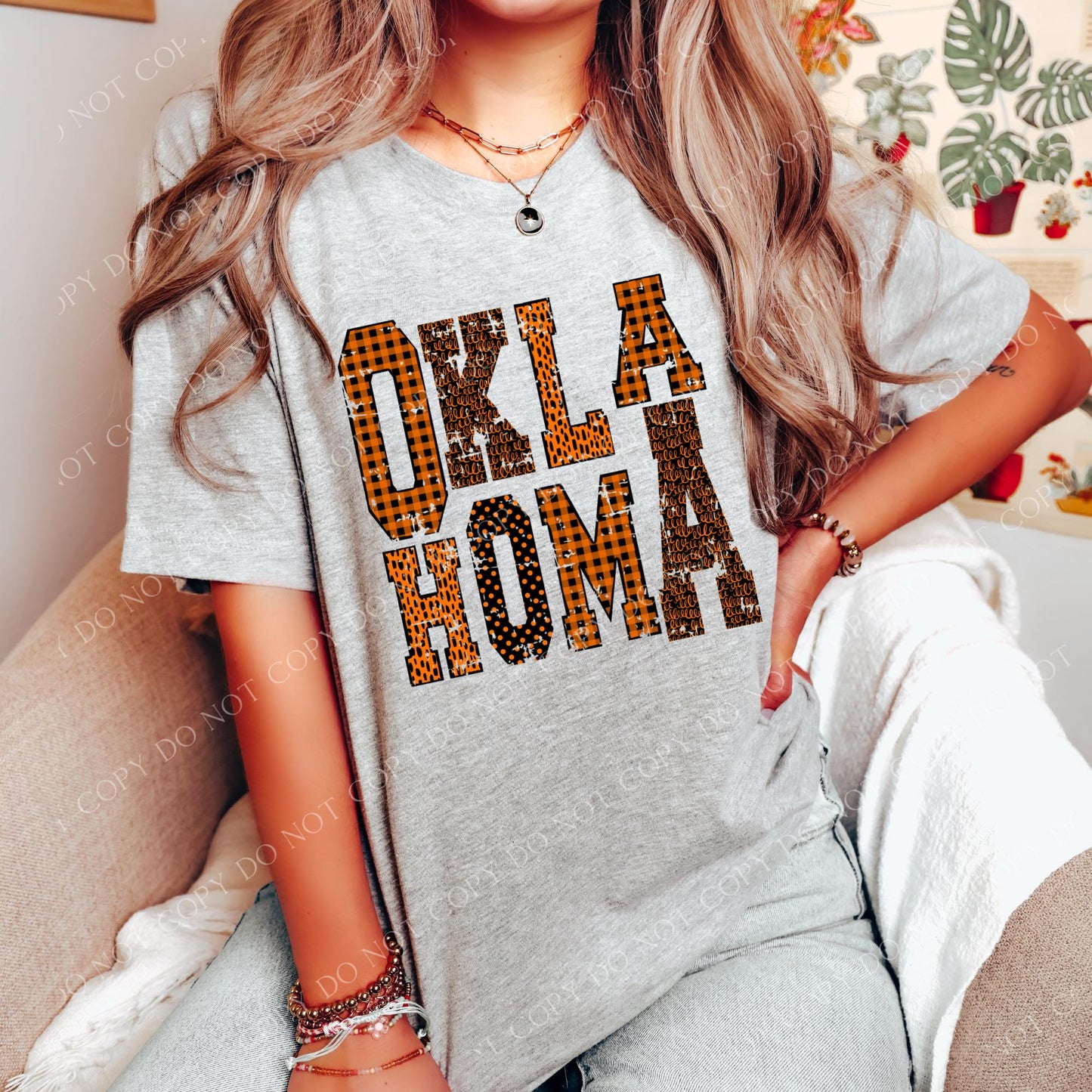 DTF OKLAHOMA BLACK/ORANGE PATTERNED TRANSFER