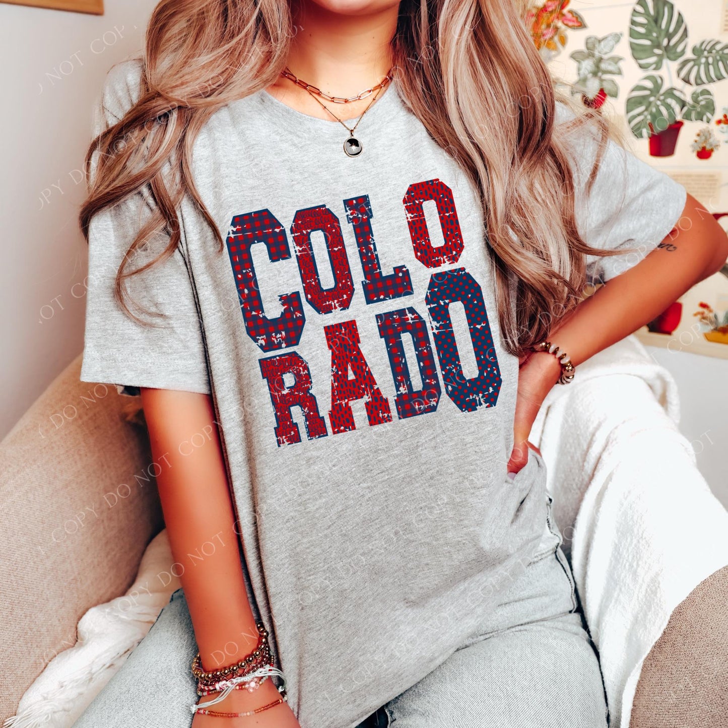 DTF COLORADO RED/NAVY PATTERNED TRANSFER