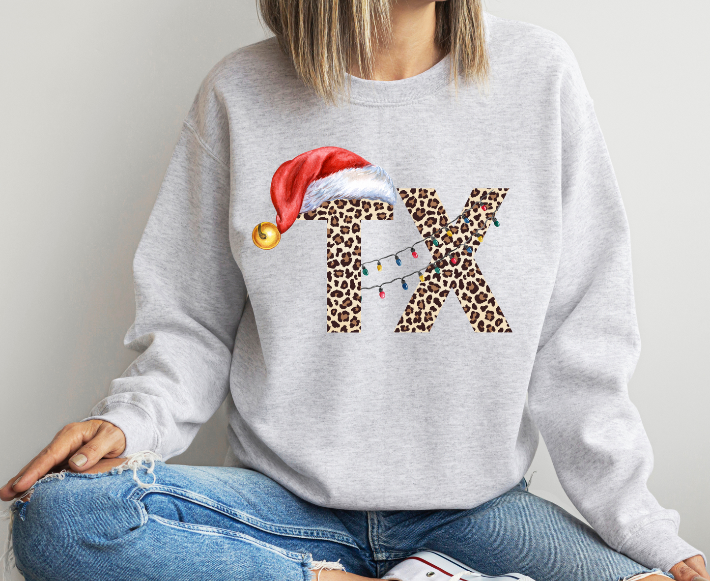 DTF TEXAS LEO CHRISTMAS HAT TRANSFER
