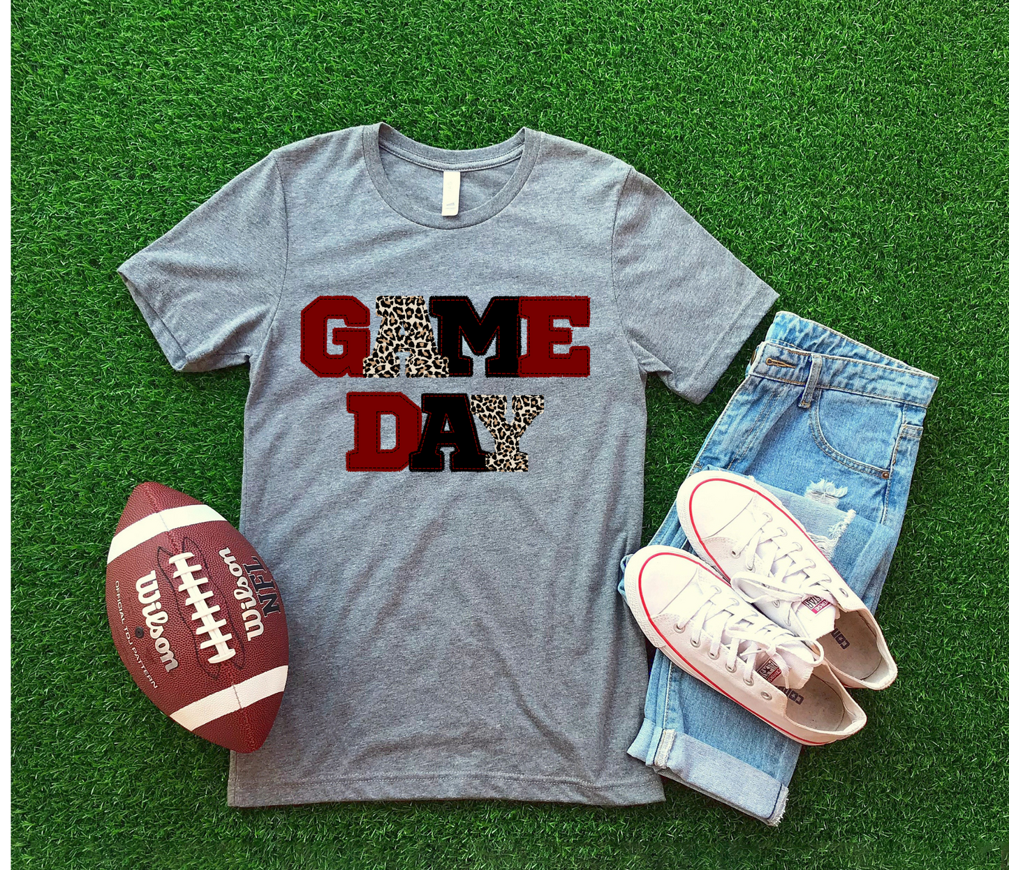 DTF GAME DAY MAROON/BLACK PATCHWORK TRANSFER