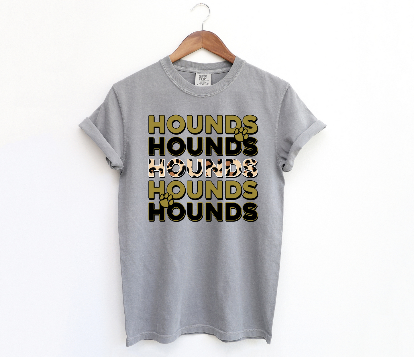 DTF HOUNDS BLACK/GOLD STACKED TRANSFER