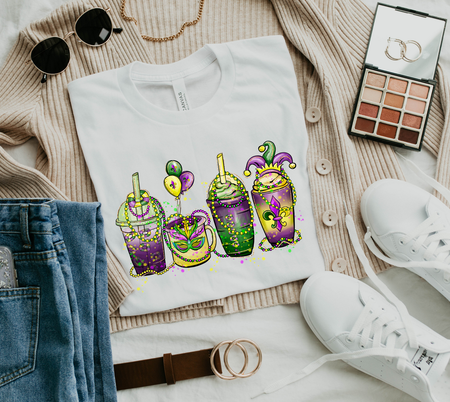 DTF MARDI GRAS COFFEE CUPS TRANSFER