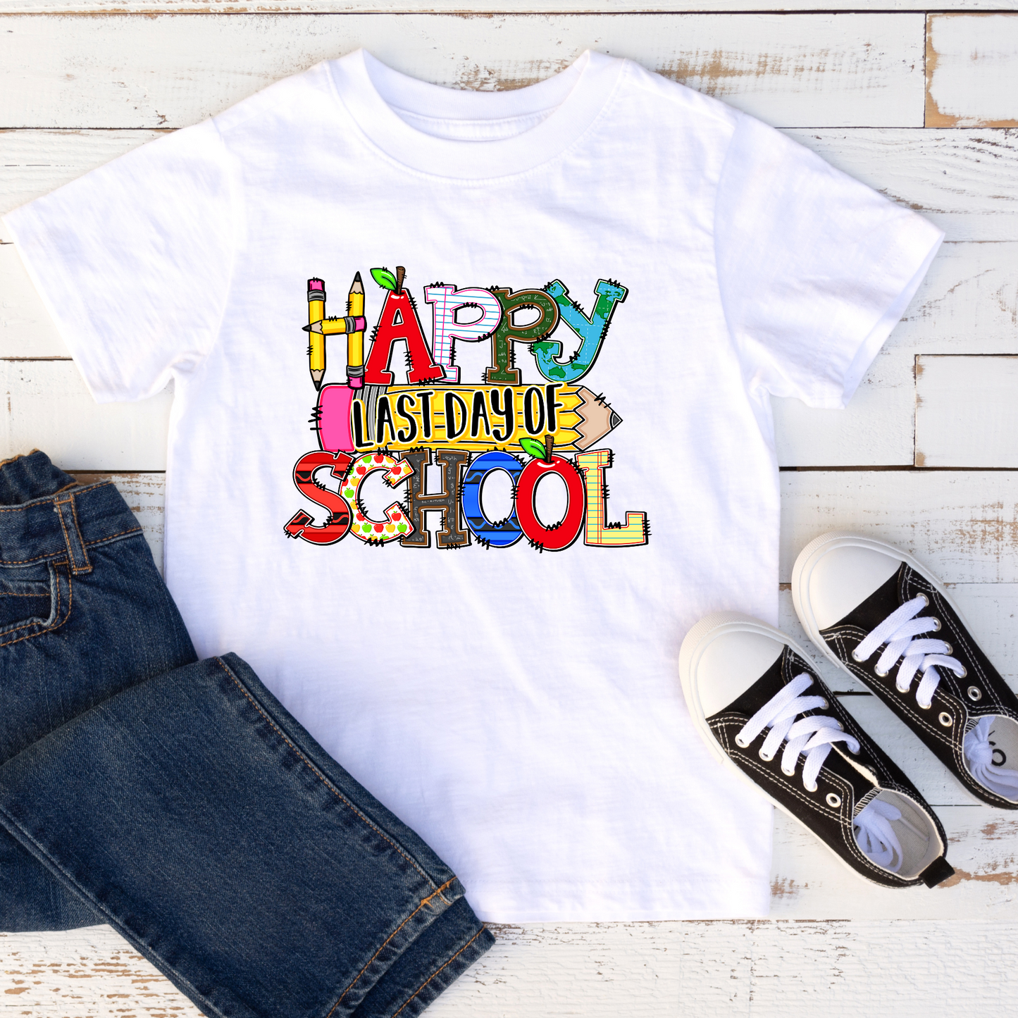 DTF HAPPY LAST DAY OF SCHOOL W/ PENCIL TRANSFER