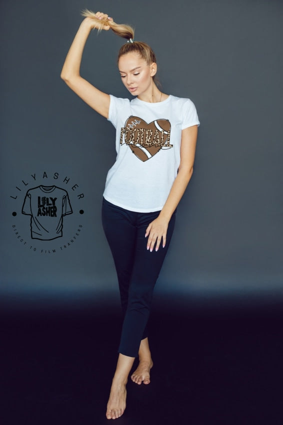 Dtf Leopard Football Mom Heart Transfer