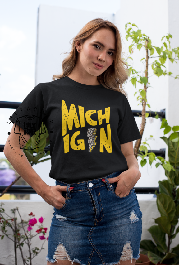 Dtf Michigan Yellow Lightning Bolt Transfer