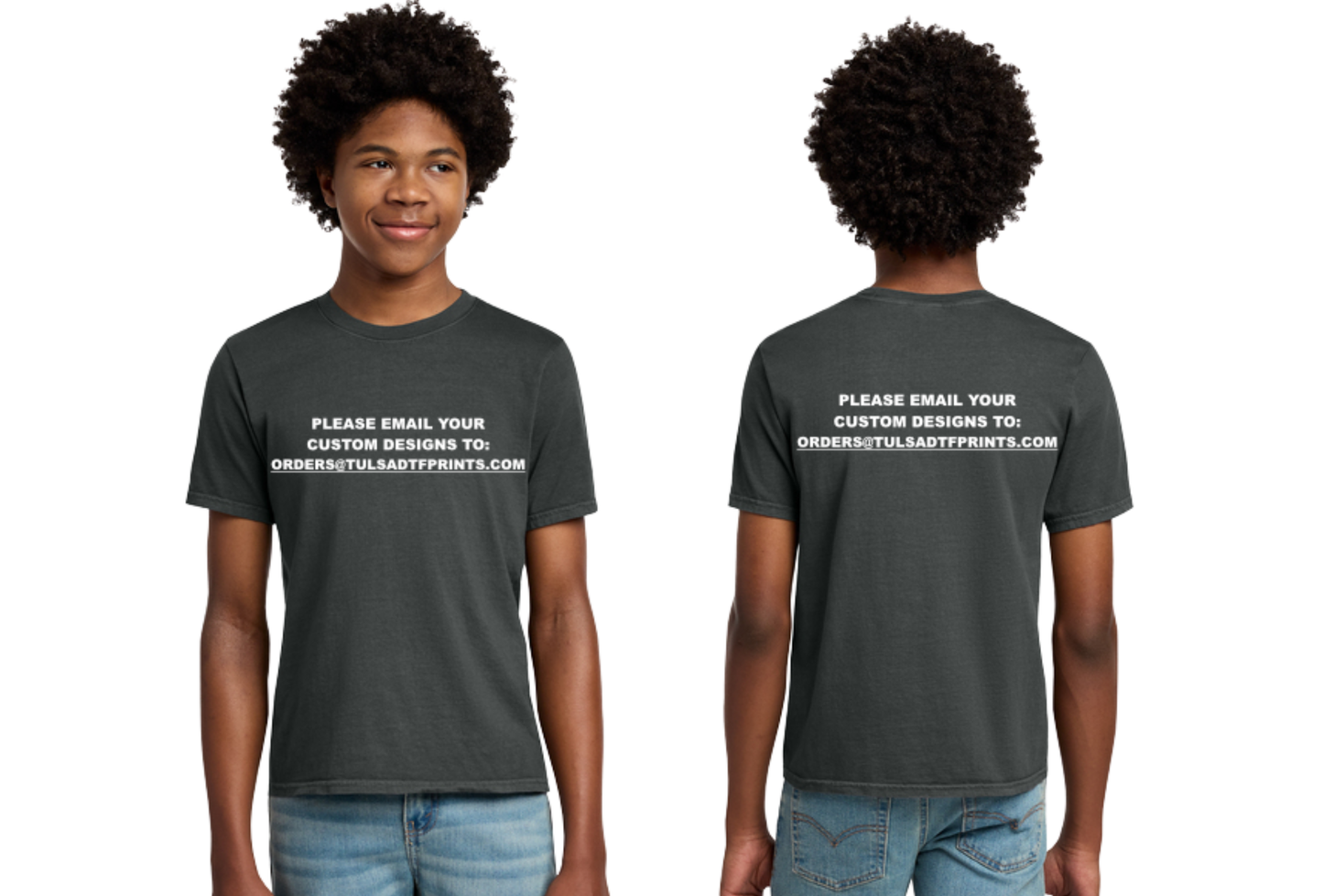 PORT & CO YOUTH BEACH WASH GARMENT-DYE TEE (Completed Shirt) (Front & Back)