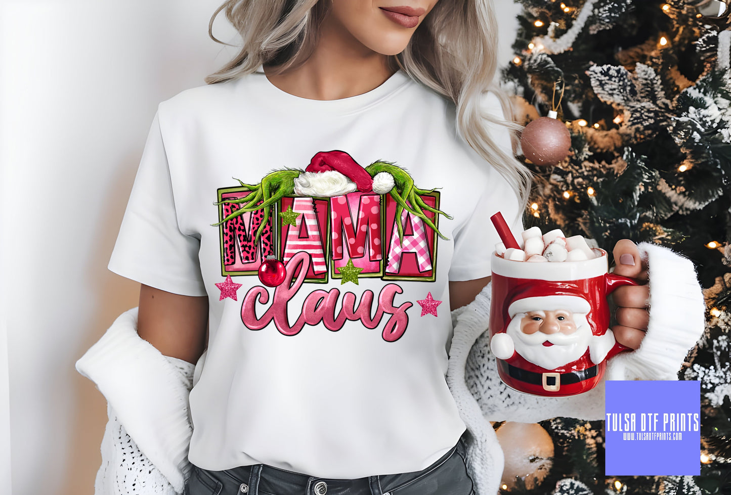 DTF PINK/GREEN MAMA CLAUS TRANSFER