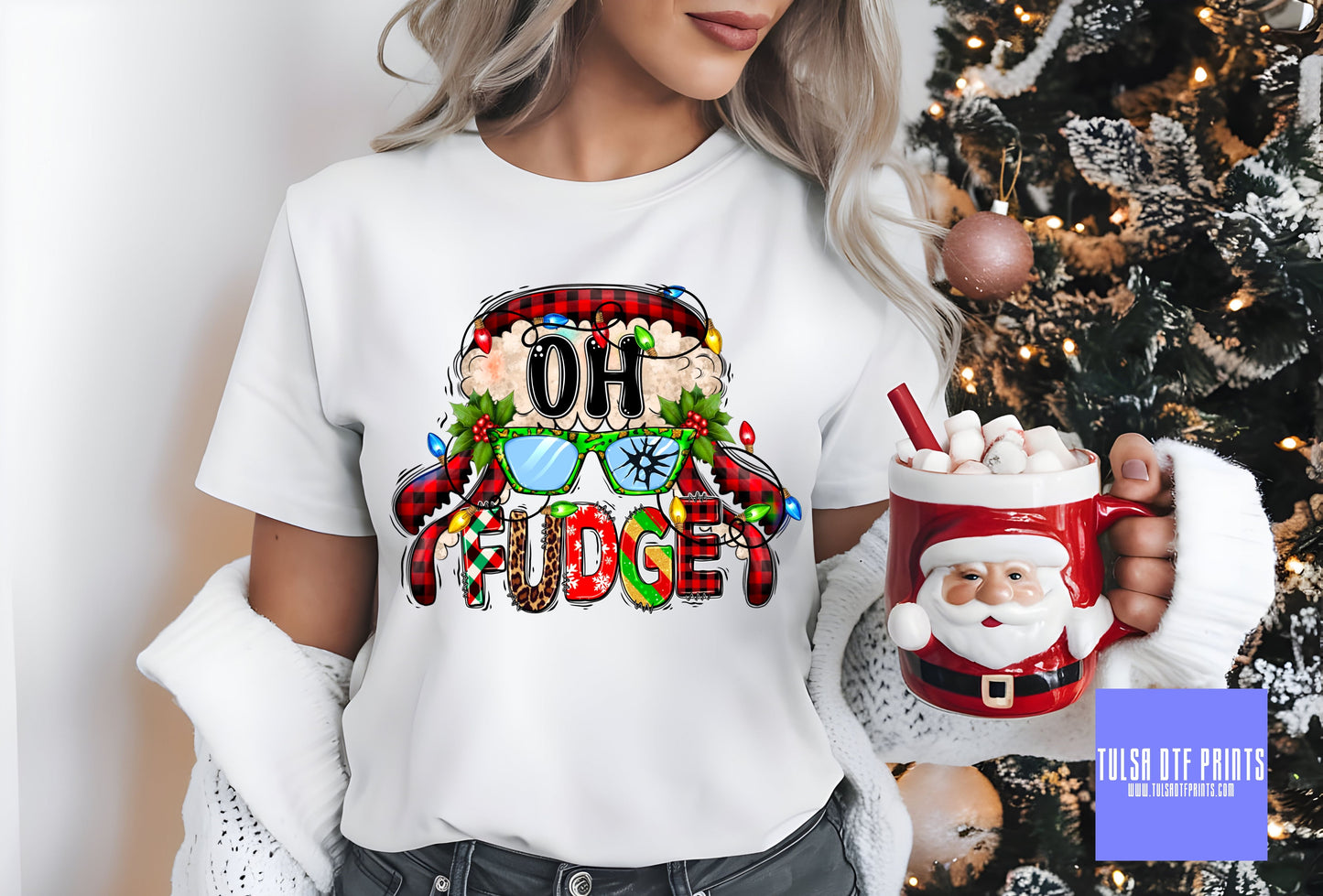 DTF OH FUDGE CHRISTMAS HAT TRANSFER
