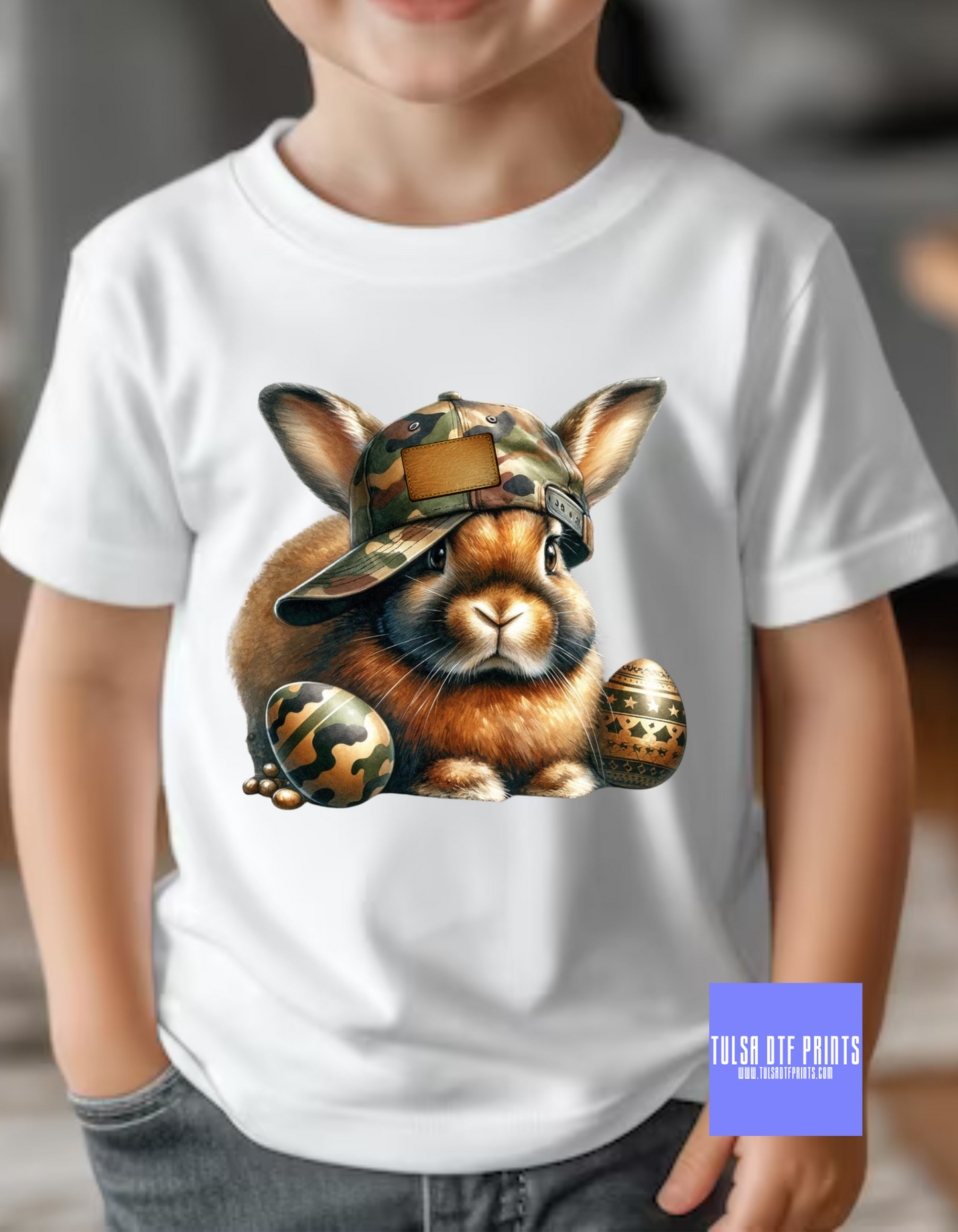 DTF EASTER CAMO BUNNY TRANSFER