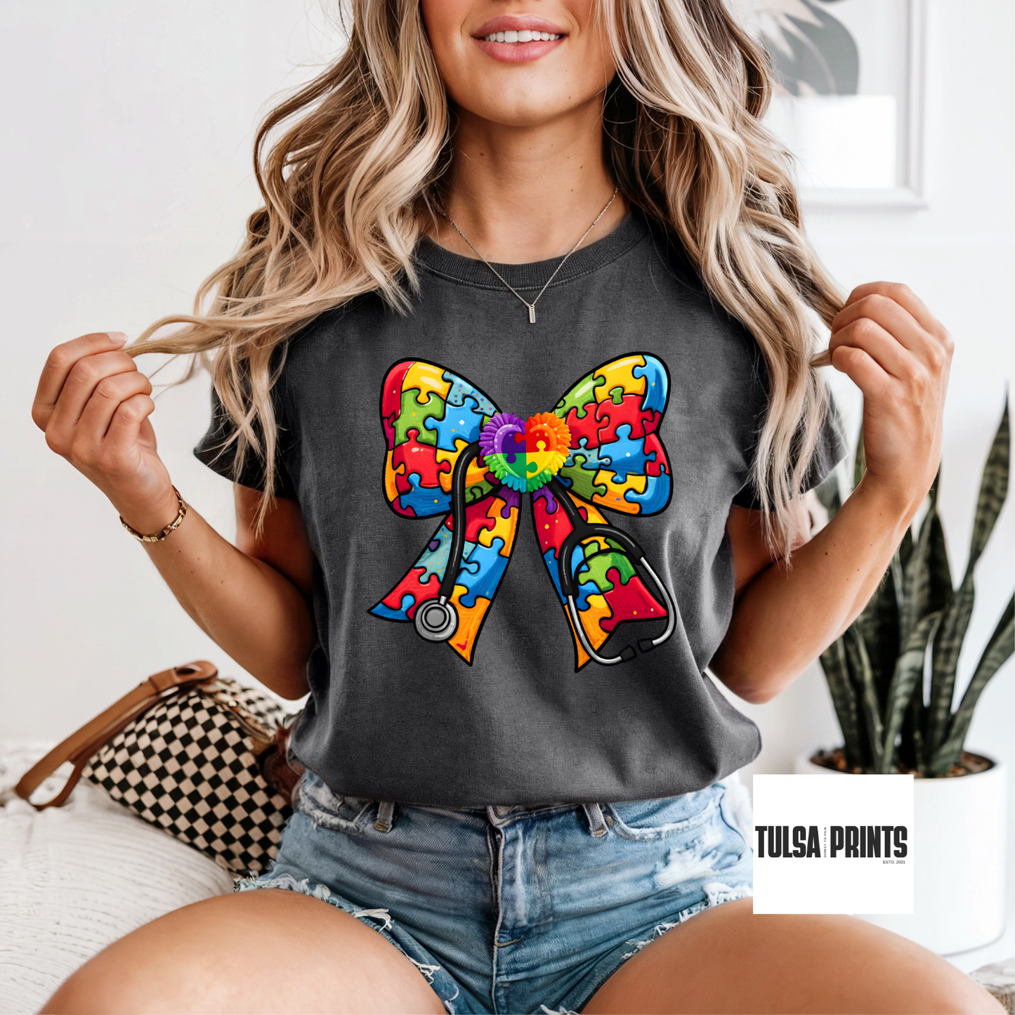 DTF AUSTISM NURSE BOW TRANSFER