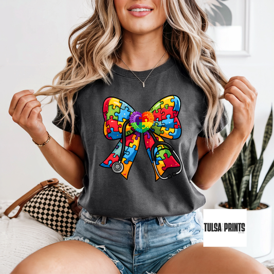 DTF AUSTISM NURSE BOW TRANSFER