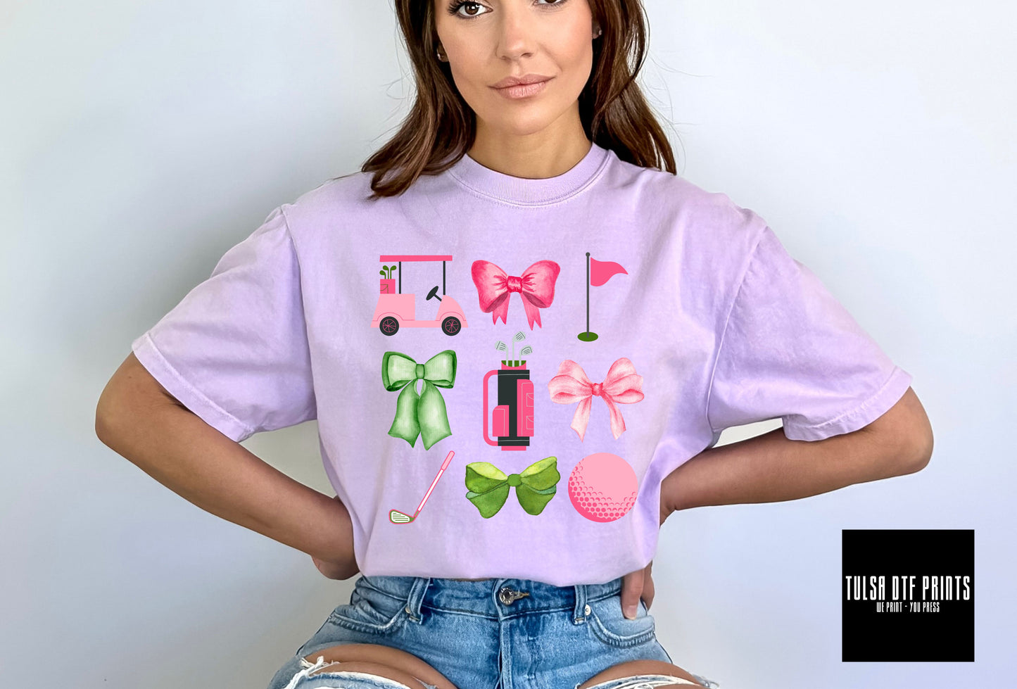 DTF GOLF STUFF & BOWS PINK/GREEN TRANSFER