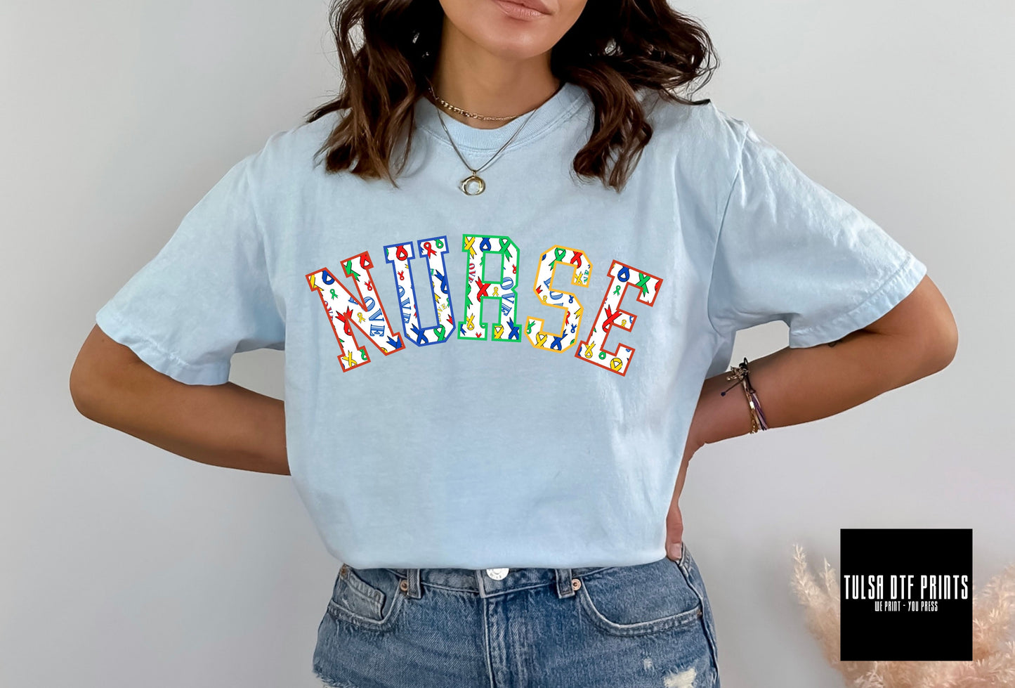 DTF NURSE VARSITY TEXT AUTISM AWARENESS TRANSFER