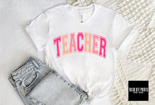 DTF TEACHER RETRO TEXT TRANSFER