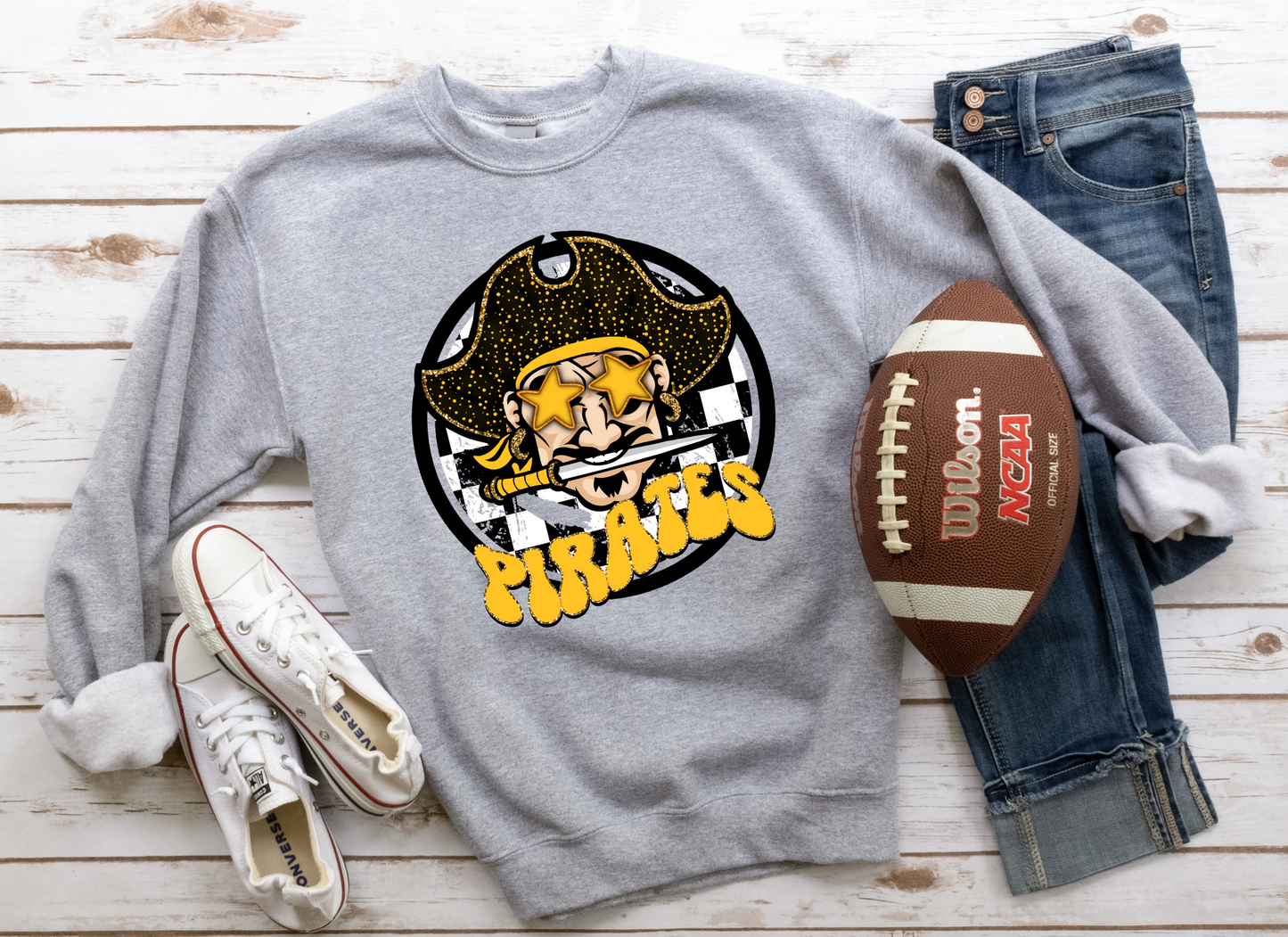 DTF PIRATES YELLOW/BLACK PREPPY MASCOT TRANSFER