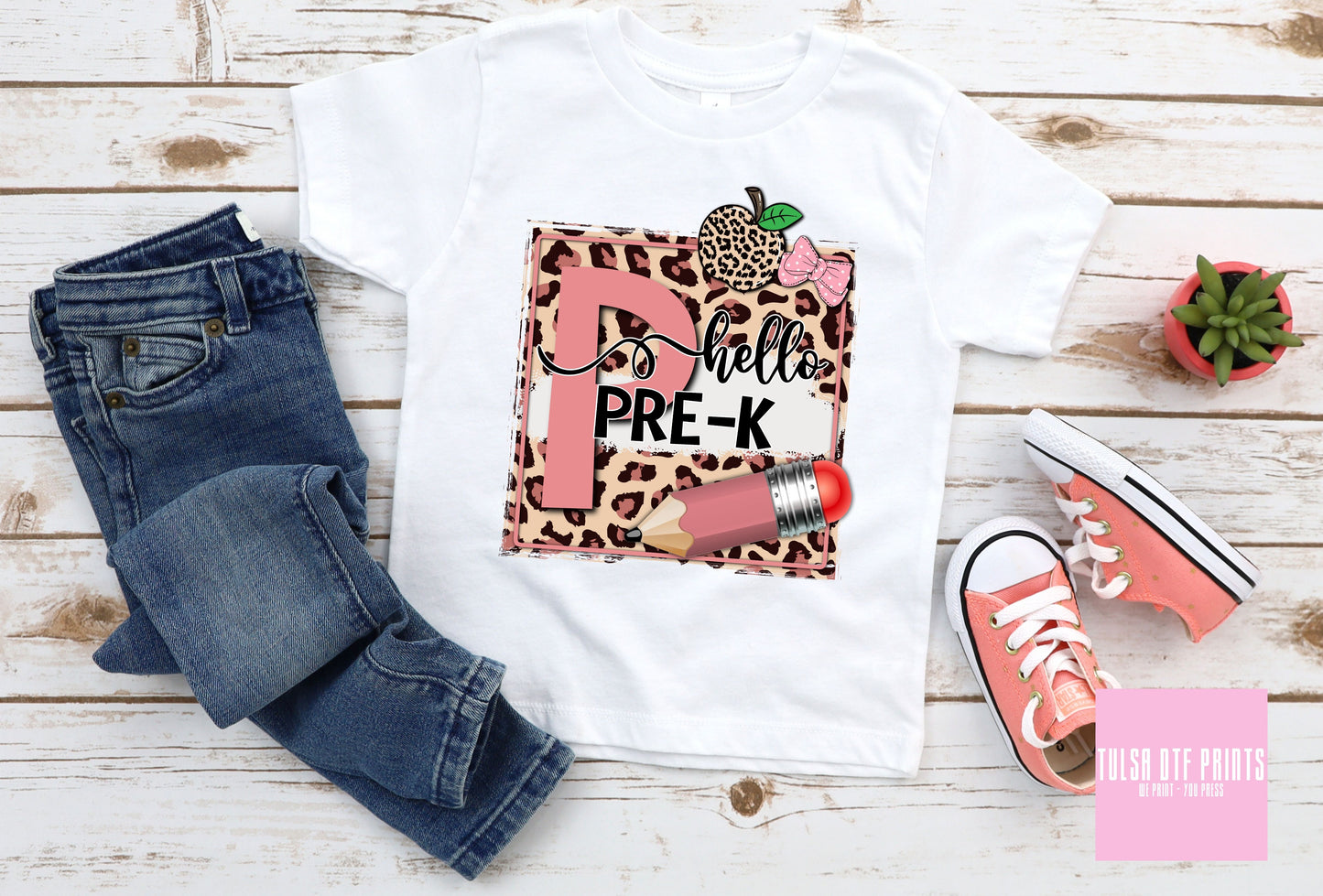 DTF PINK LEOPARD BACK TO SCHOOL (PRE-SCHOOL TO FIFTH GRADE AVAIL.) TRANSFER