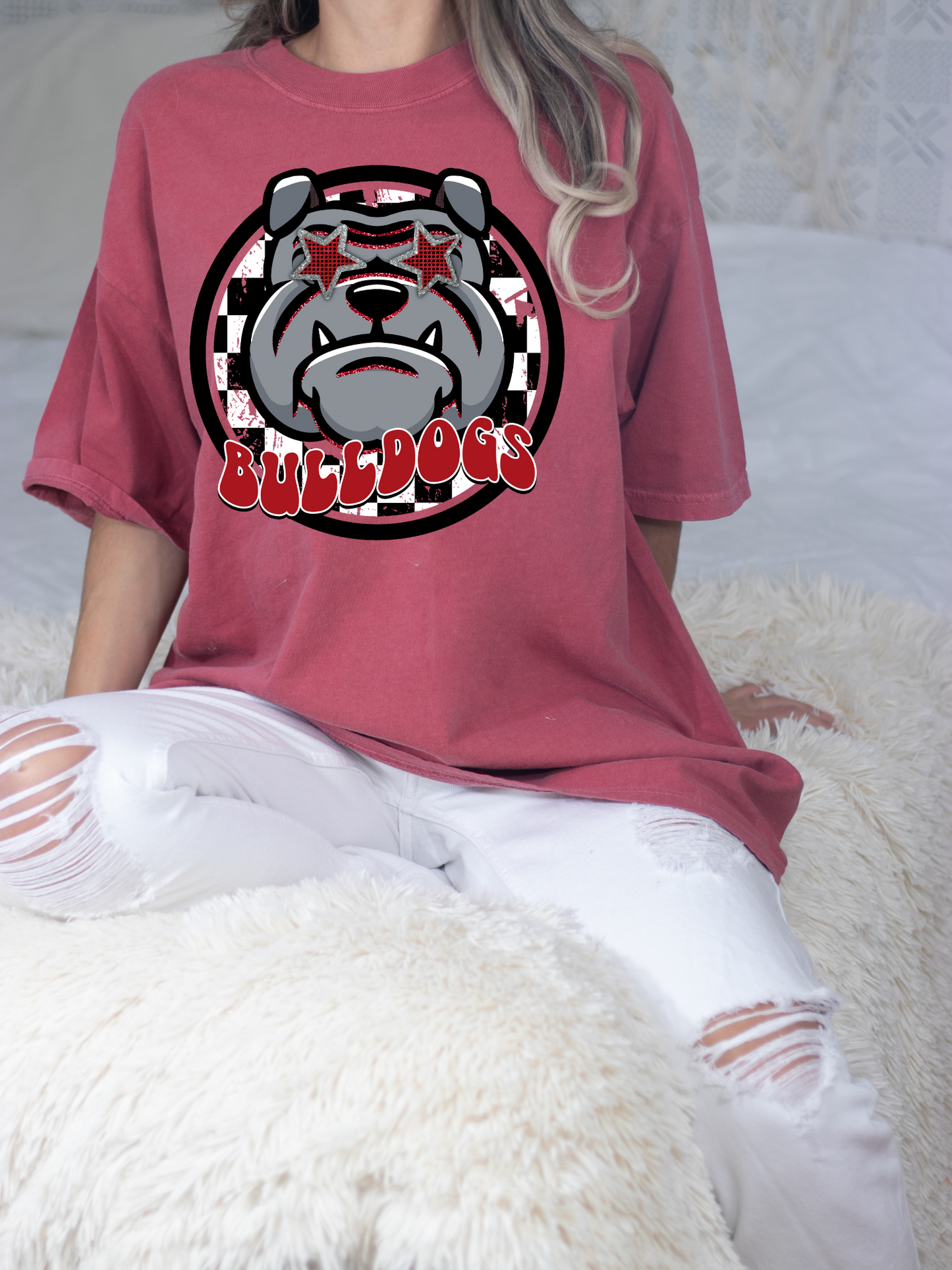 DTF BULLDOGS MAROON/GREY PREPPY MASCOT TRANSFER