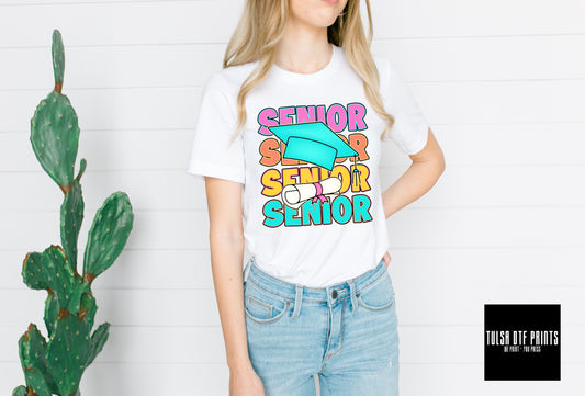 DTF SENIOR STACKED MULTICOLOR TEXT TRANSFER