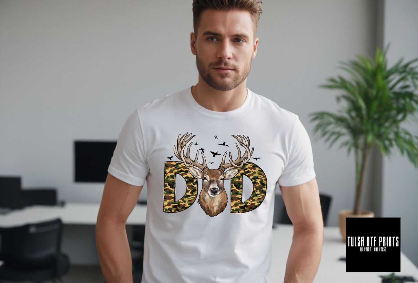 DTF DAD DEER CAMOUFLAGE TRANSFER