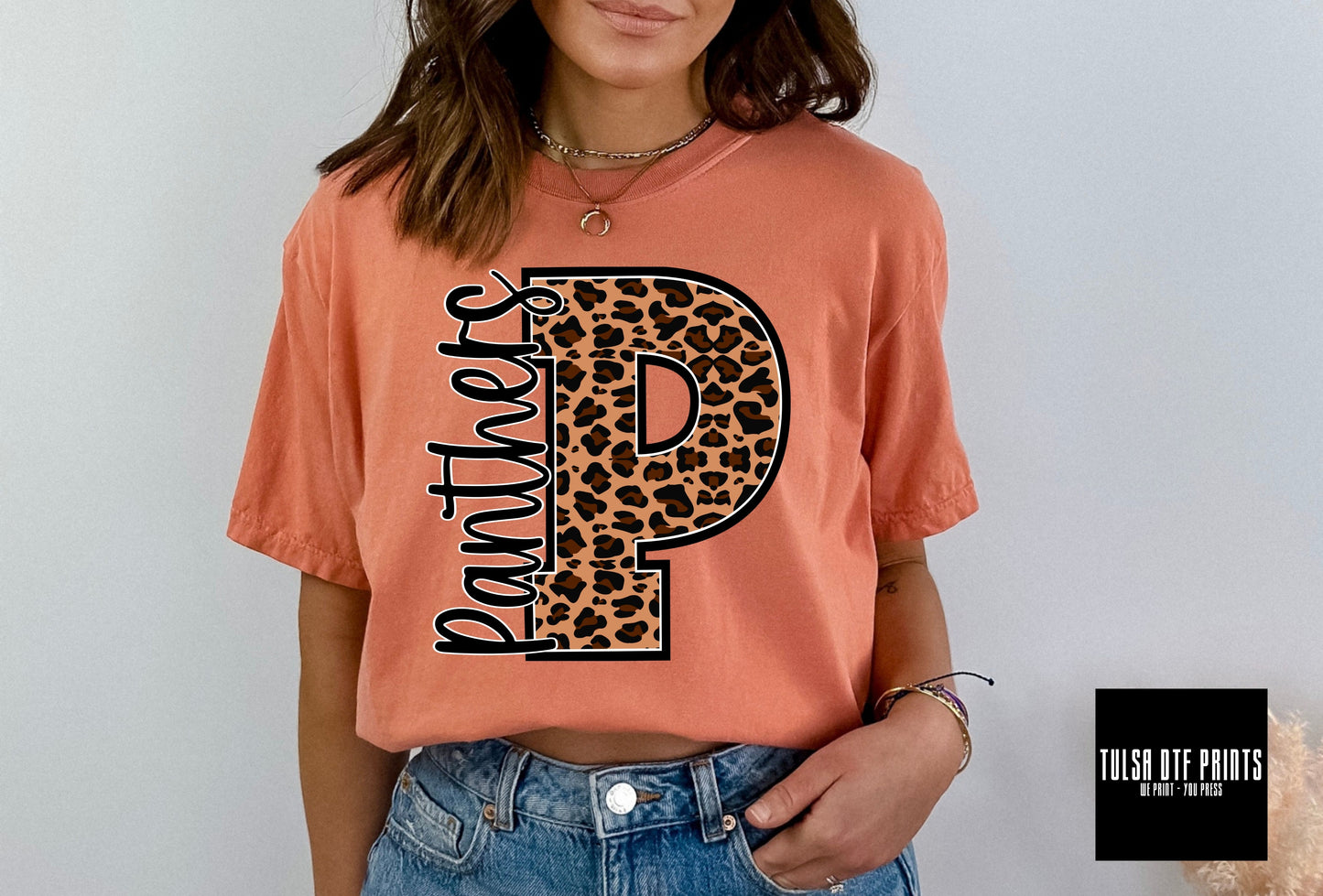 DTF PANTHERS LEOPARD PRINT MASCOT TRANSFER