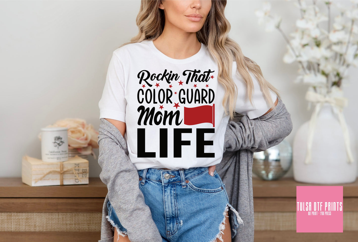 DTF ROCKIN' THAT COLOR GUARD MOM LIFE (6 COLORS AVAIL.) TRANSFER