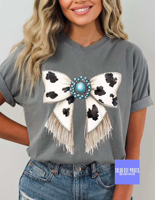 DTF COW PRINT BOW TRANSFER