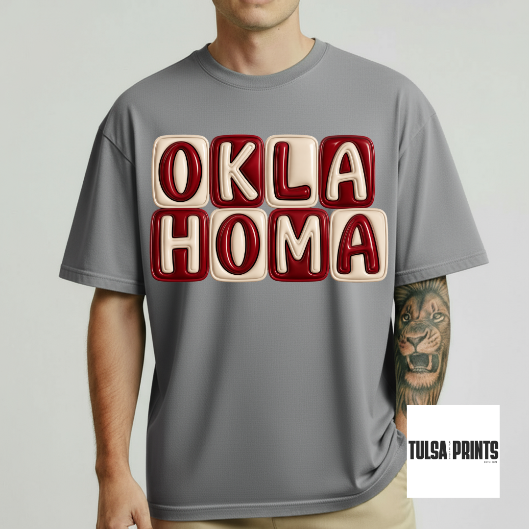 DTF OKLAHOMA 3D LETTERS (2 OPTIONS AVAIL.) TRANSFER
