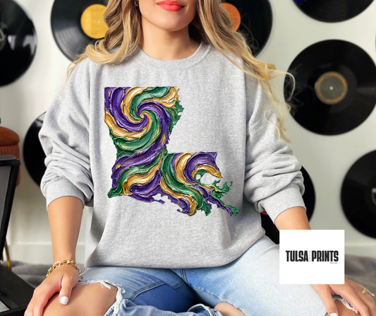 DTF LOUISIANA MAP PAINT TRANSFER