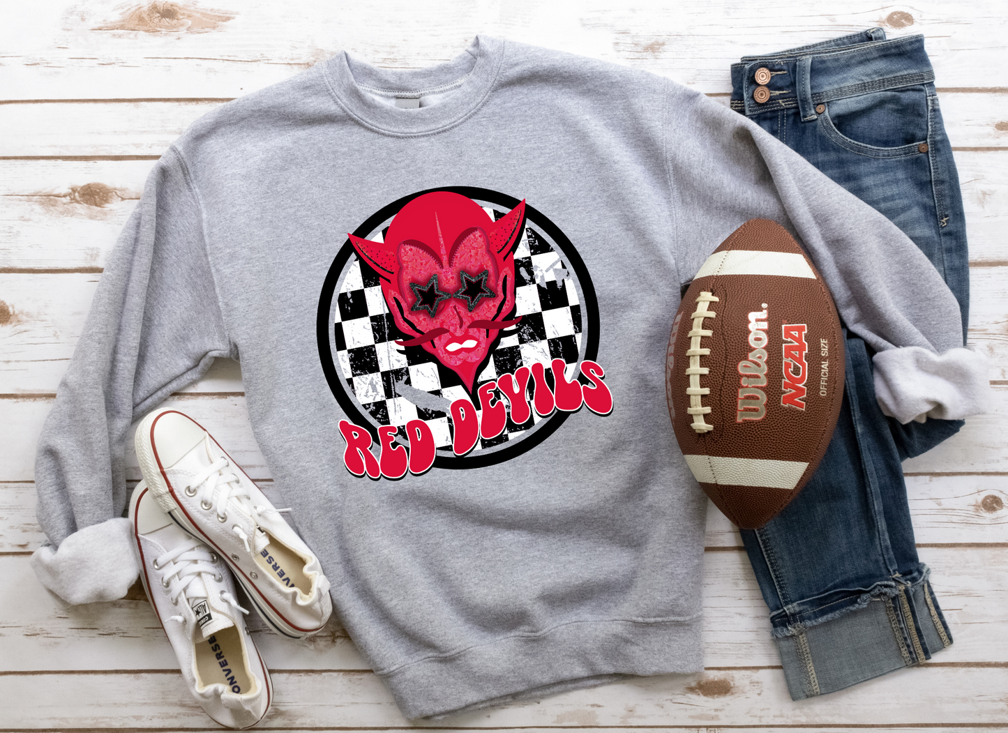 DTF RED DEVILS PREPPY MASCOT TRANSFER