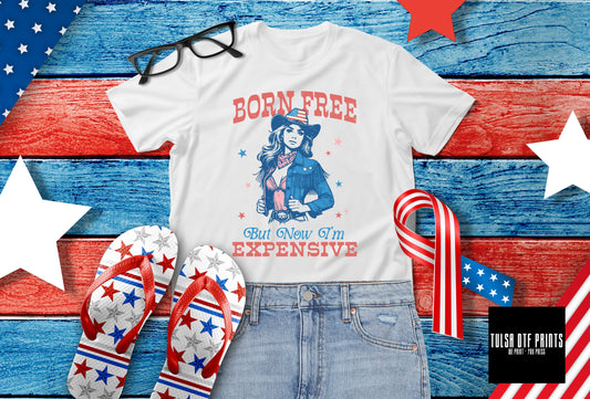 DTF BORN FREE BUT NOW I'M EXPENSIVE RETRO COWGIRL TRANSFER